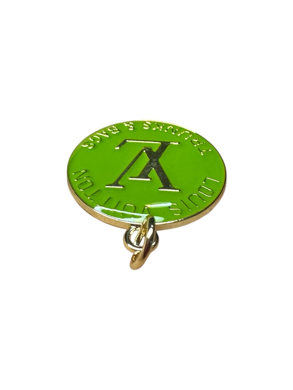 Louis Vuitton Green and Gold Trunks and Bags Round Logo Charm - Picture 5 of 9